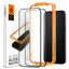 Spigen Alm Glass FC 2-Pack – Grūdintas stiklas, skirtas iPhone 15, 2 vnt. (juodas rėmelis)