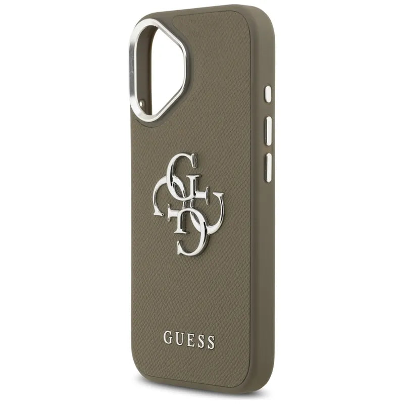 Guess Grained Big 4G Classic Logo – Dėklas iPhone 17 (ruda)