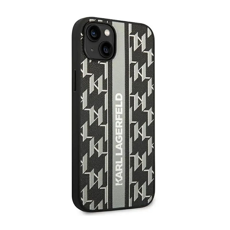 Karl Lagerfeld Monogram Stripe – dėklas iPhone 14 Plus (pilkas)