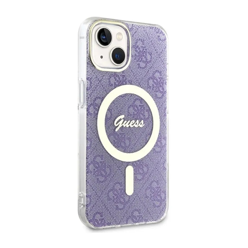 Guess 4G MagSafe – dėklas skirtas iPhone 14 Plus (violetinis)