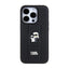 Karl Lagerfeld Gripstand Saffiano Karl & Choupette Pins dėklas, skirtas iPhone 15 Pro (juodas)
