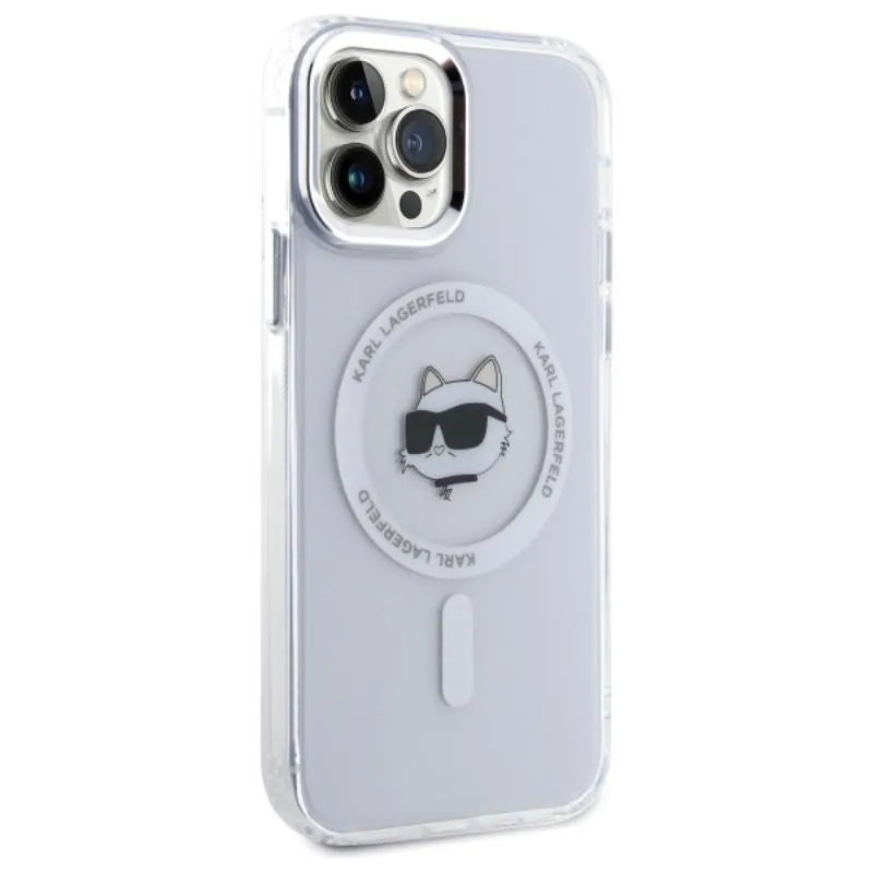 Karl Lagerfeld IML Metal Choupette Head MagSafe – Dėklas iPhone 12 / iPhone 12 Pro (Baltas)