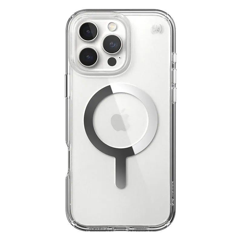 Speck Presidio Perfect-Clear MagSafe - iPhone 16 Pro Max dėklas (Skaidrus / Chromuota apdaila / Serene Silver)