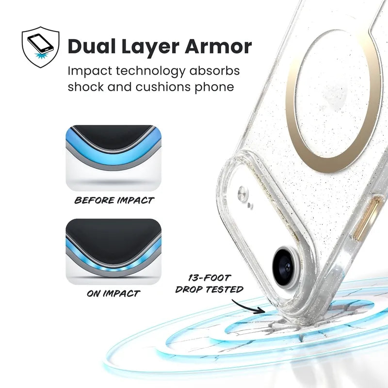 Speck Presidio Lux MagSafe - iPhone Air dėklas (blizgučiai / auksinis metalikas)