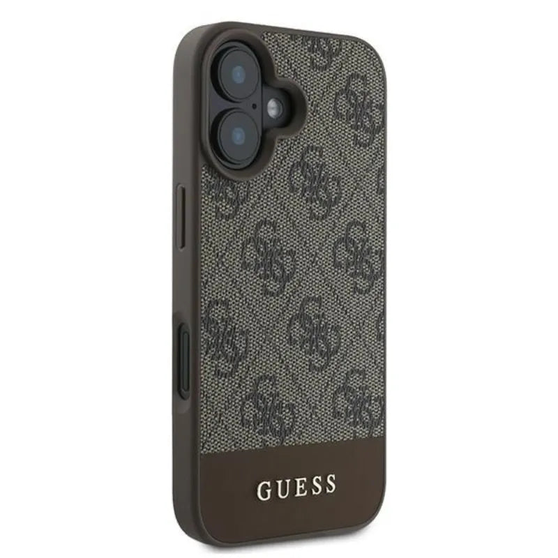 Guess 4G Bottom Stripe – dėklas iPhone 16 Plus (rudas)