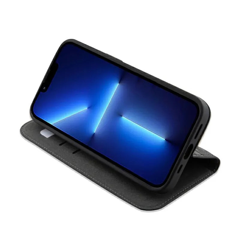 Karl Lagerfeld Booktype Saffiano Monogram – dėklas iPhone 14 Pro (juodas)