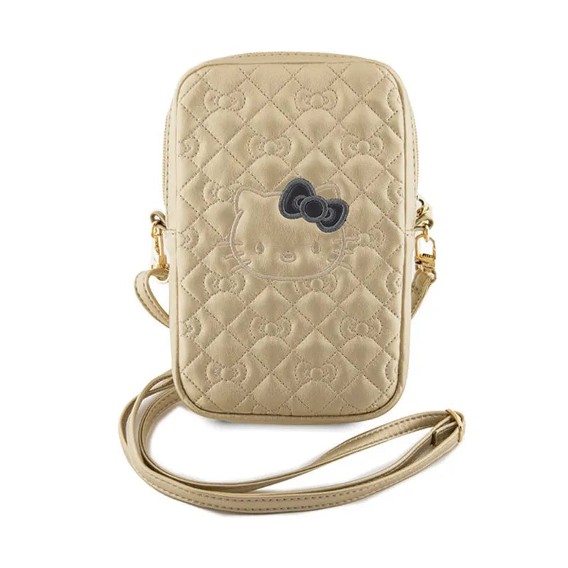 Hello Kitty Quilted Bows Strap – krepšys telefonui per petį (auksinis)