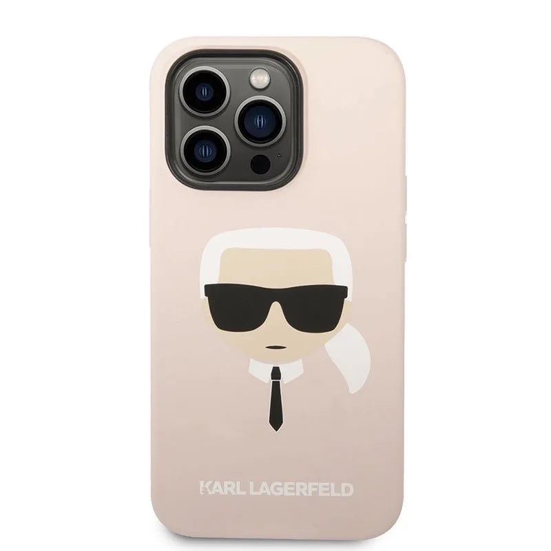 Karl Lagerfeld Silicone Ikonik Karl's Head MagSafe – dėklas iPhone 14 Pro Max (rožinis)