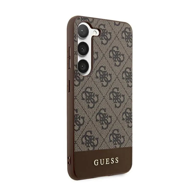 „Guess 4G Bottom Stripe Metal Logo Collection“ – „Samsung Galaxy S24+“ dėklas (ruda)