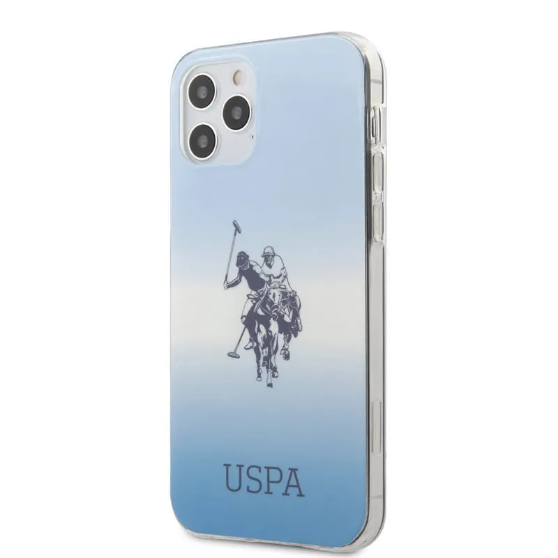 US Polo Assn Dh & Logo Gradient – dėklas iPhone 12 / iPhone 12 Pro (mėlynas)