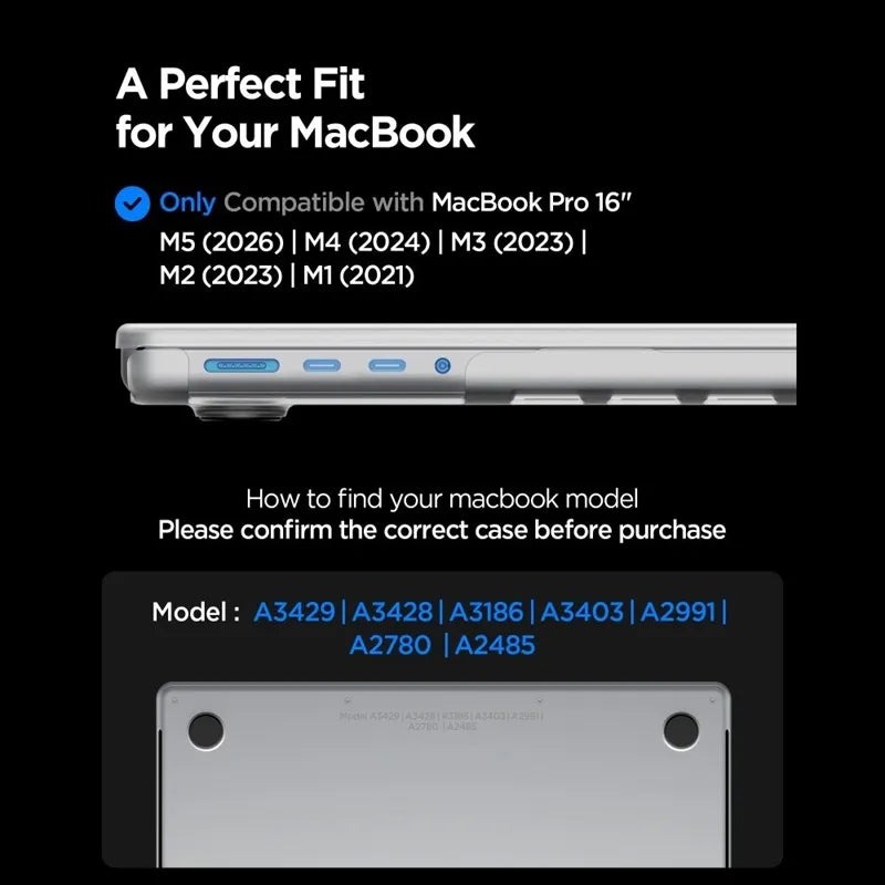 Spigen AirSkin – dėklas MacBook Pro 16" (M5/M4/M3/M2/M1/2026-2021) (Frost Clear)