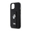 Karl Lagerfeld Gripstand Saffiano Karl & Choupette Pins – dėklas iPhone 15 (juodas)
