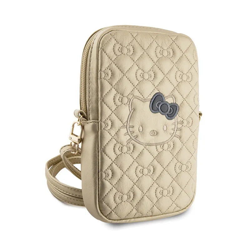 Hello Kitty Quilted Bows Strap – krepšys telefonui per petį (auksinis)
