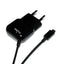 PURO mini kelioninis įkroviklis – nešiojamasis sieninis įkroviklis su „Micro USB“ kabeliu (juodas)