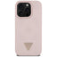 Guess Grained Hot Stamp Peony Triangle Logo MagSafe – Dėklas iPhone 16 Pro (rožinis)