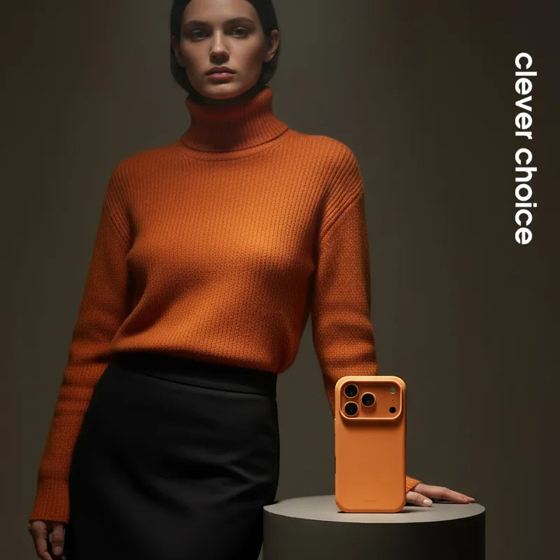 Crong Color Cover Magnetic – MagSafe dėklas, skirtas iPhone 17 Pro (oranžinis)