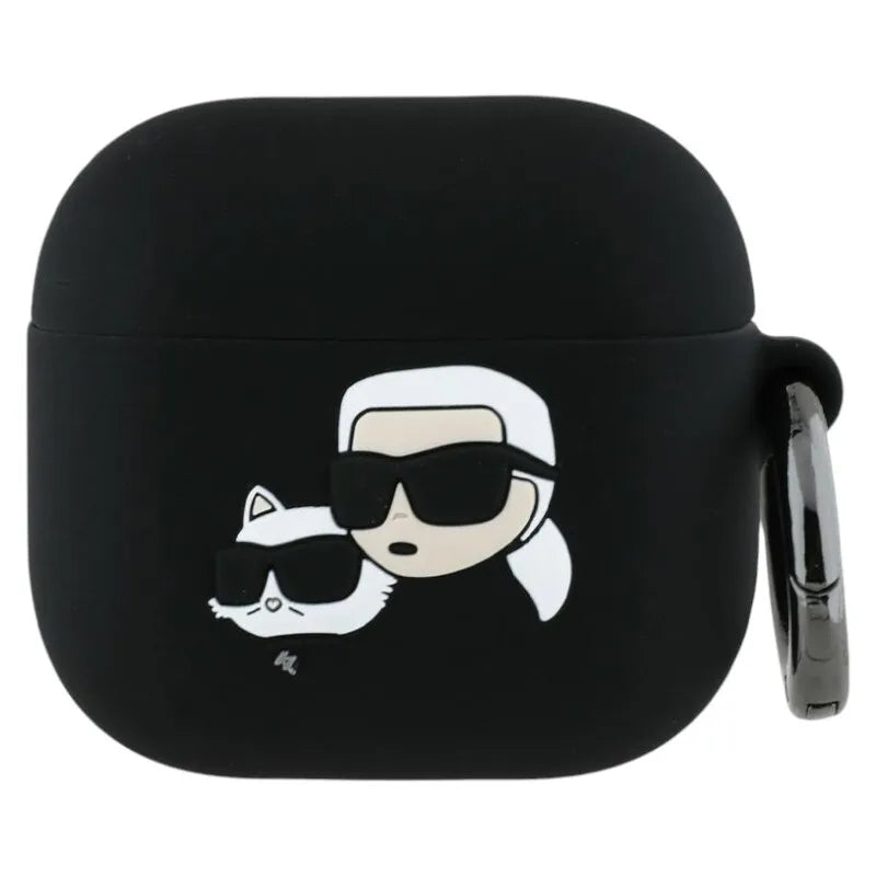 Karl Lagerfeld Silicone Karl & Choupette Head 3D – AirPods 4 dėklas (juodas)