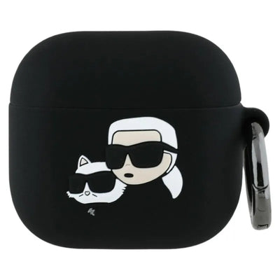 Karl Lagerfeld Silicone Karl & Choupette Head 3D – AirPods 4 dėklas (juodas)