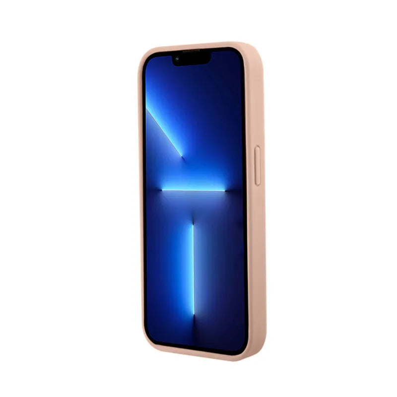 Guess Croco Triangle Metal Logo – dėklas iPhone 15 Pro telefonui (rožinis)