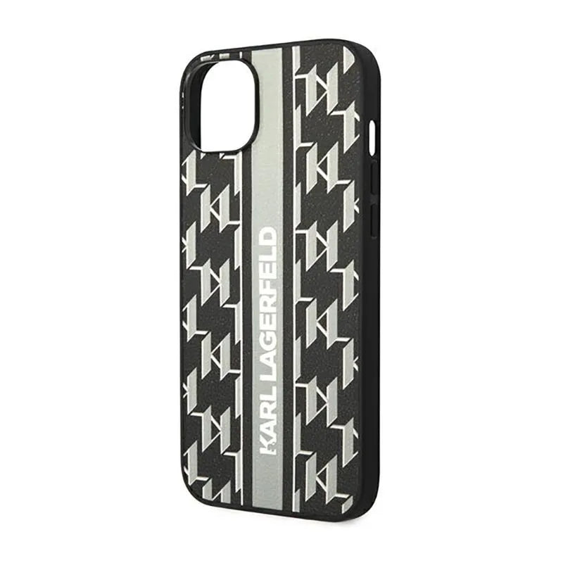 Karl Lagerfeld Monogram Stripe – dėklas iPhone 14 Plus (pilkas)