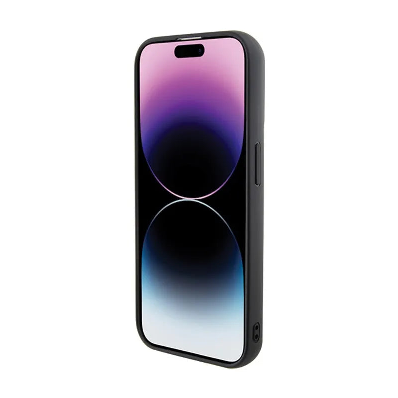 Karl Lagerfeld Gripstand Saffiano Karl & Choupette Pins dėklas, skirtas iPhone 15 Pro (juodas)