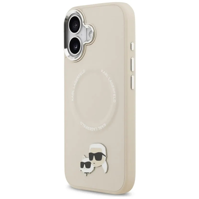 Karl Lagerfeld Karl & Choupette Pins MagSafe – Dėklas, skirtas iPhone 17 (smėlio spalvos)