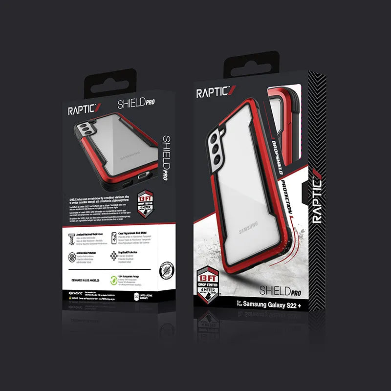X-Doria Raptic Shield Pro – dėklas Samsung Galaxy S22+ 5G (antibakterinė apsauga) (raudonas)