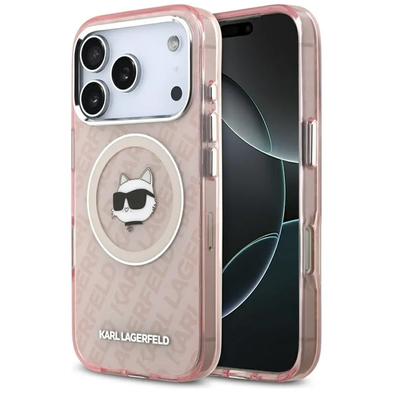 Karl Lagerfeld IML Choupette Head Logo MagSafe – dėklas iPhone 17 Pro Max (rožinis)