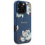 Guess Grained Printed Flower Pattern MagSafe – dėklas iPhone 16 Pro (mėlynas)