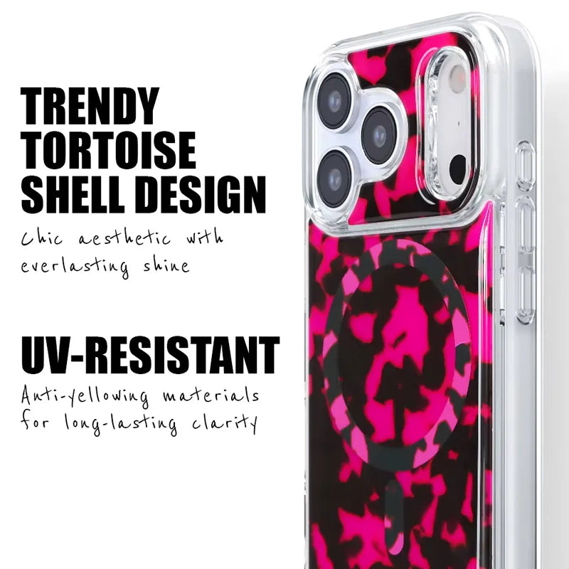 Crong Deluxe MAG Cover – „iPhone 17 Pro“ MagSafe dėklas („Pink Tortoise“)
