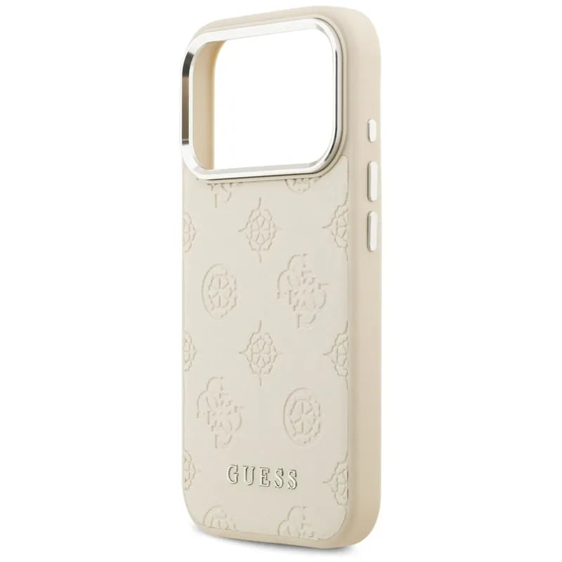 Guess Peony Hot Stamp Script MagSafe – dėklas iPhone 17 Pro (smėlio spalvos)