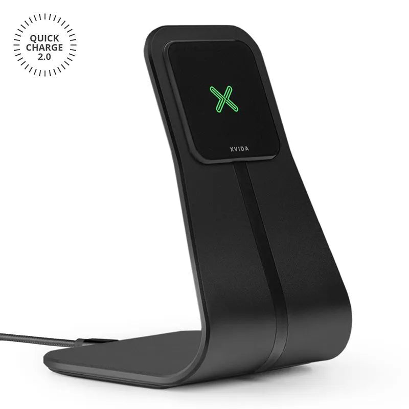 XVIDA greitojo įkrovimo stalinio įkrovimo stovas – indukcinis įkroviklis Samsung Quick Charge 2.0 (juodas)