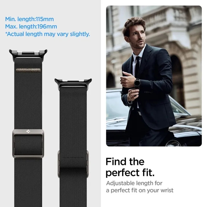 Spigen Fit Lite – dirželis Samsung Galaxy Watch 8 / 8 Classic 40 / 44 / 46 mm (juodas)