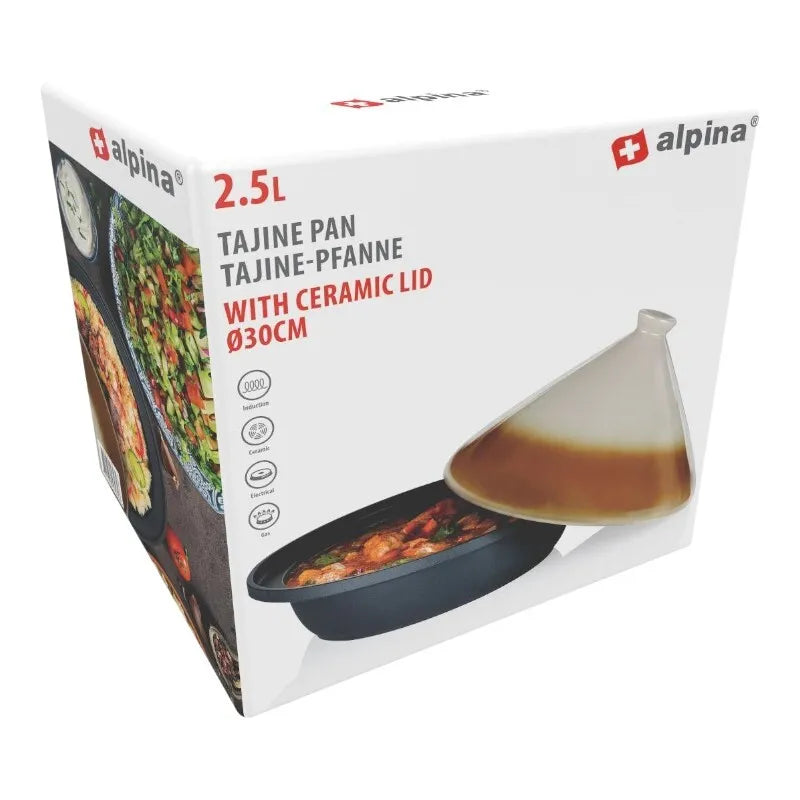 Alpina – Tadžinas troškinimo puodas su keraminiu kūginiu dangčiu 30x25 cm 2,5 l