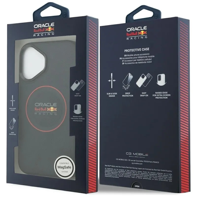 Red Bull Meshed Red Ring & Metal Buttons MagSafe – dėklas iPhone 17 (tamsiai mėlynas)