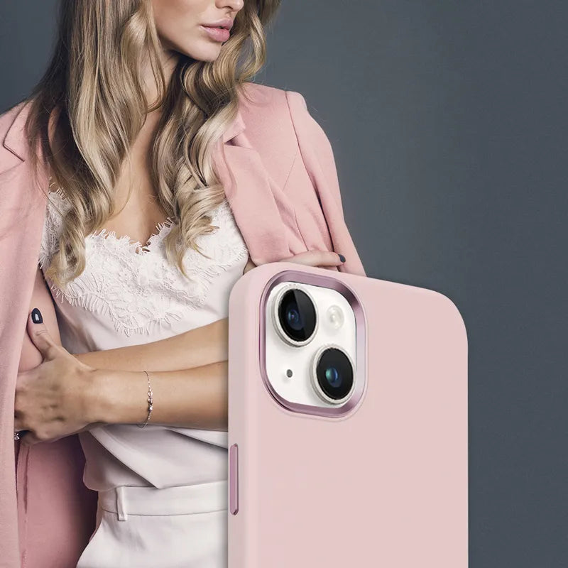 Crong Color Cover LUX Magnetic – „iPhone 15 Plus“ „MagSafe“ dėklas (rožinis)