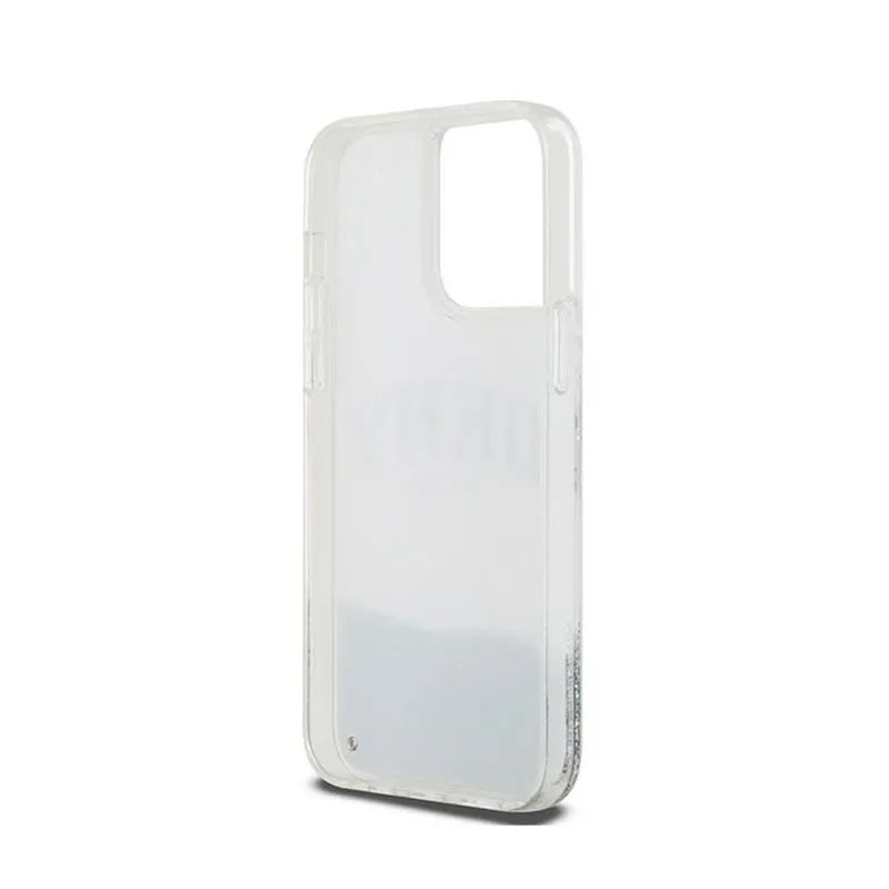 DKNY Liquid Glitter Big Logo – dėklas iPhone 15 Pro (baltas)