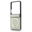 Guess Magnetic Ring Stand Grained Classic Logo MagSafe – Samsung Galaxy Z Flip 8 dėklas (smėlio spalvos)