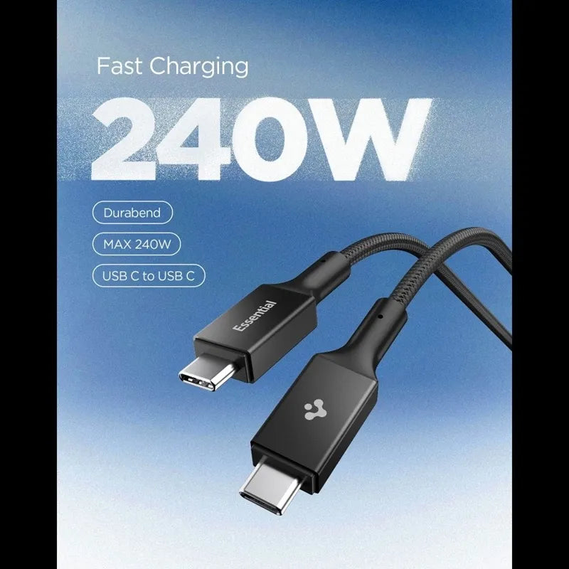 Spigen EB24015CC Essential – USB-C į USB-C PD kabelis 240 W 1,5 m (juodas)