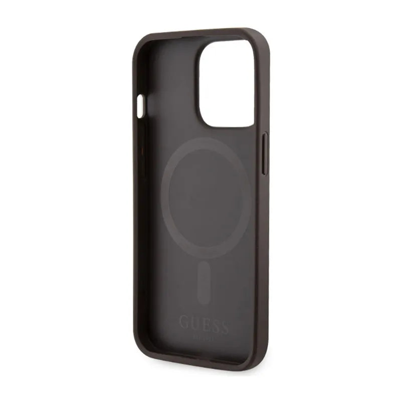 Guess 4G Printed Stripes MagSafe – dėklas iPhone 13 Pro Max (rudas)