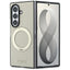 Guess Magnetic Ring Stand Grained Classic Logo MagSafe – „Samsung Galaxy Z Fold 8 Ultra“ dėklas (smėlio spalvos)