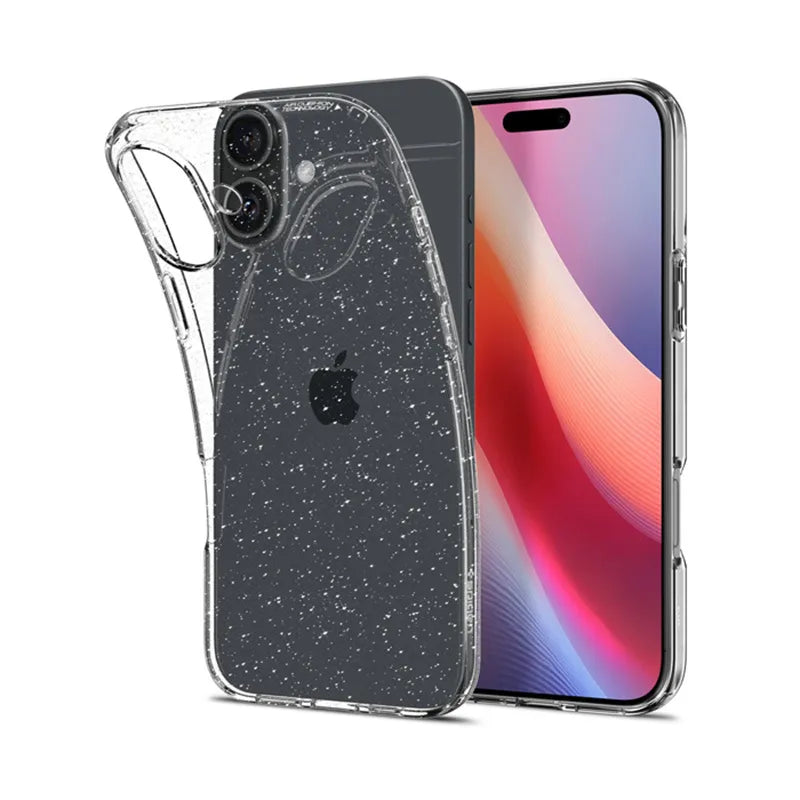 Spigen Liquid Crystal Glitter – dėklas iPhone 16 (skaidrus)