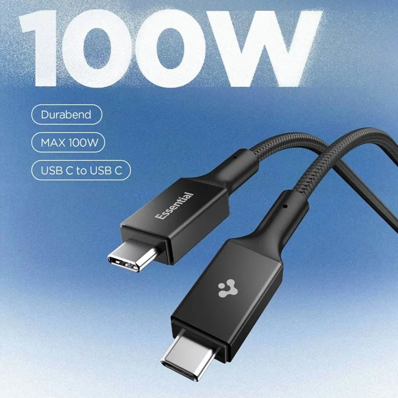 „Spigen EB10010CC Essential“ – USB-C į USB-C PD laidas, 100 W, 1 m (juodas)