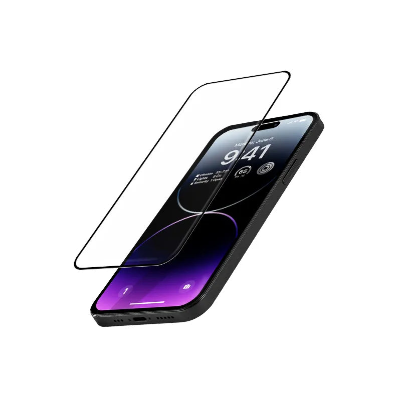 Crong Anti-Bacterial 3D Armor Glass – 9H grūdintas stiklas visam ekranui iPhone 14 Pro Max + montavimo rėmelis