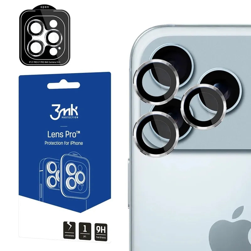3mk Lens Protection Pro - Kameros objektyvo stiklas, skirtas iPhone 17 Pro / iPhone 17 Pro Max (sidabrinis)