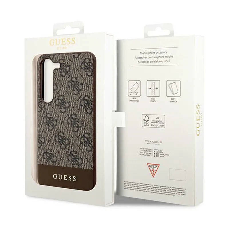 „Guess 4G Bottom Stripe Metal Logo Collection“ – „Samsung Galaxy S24+“ dėklas (ruda)