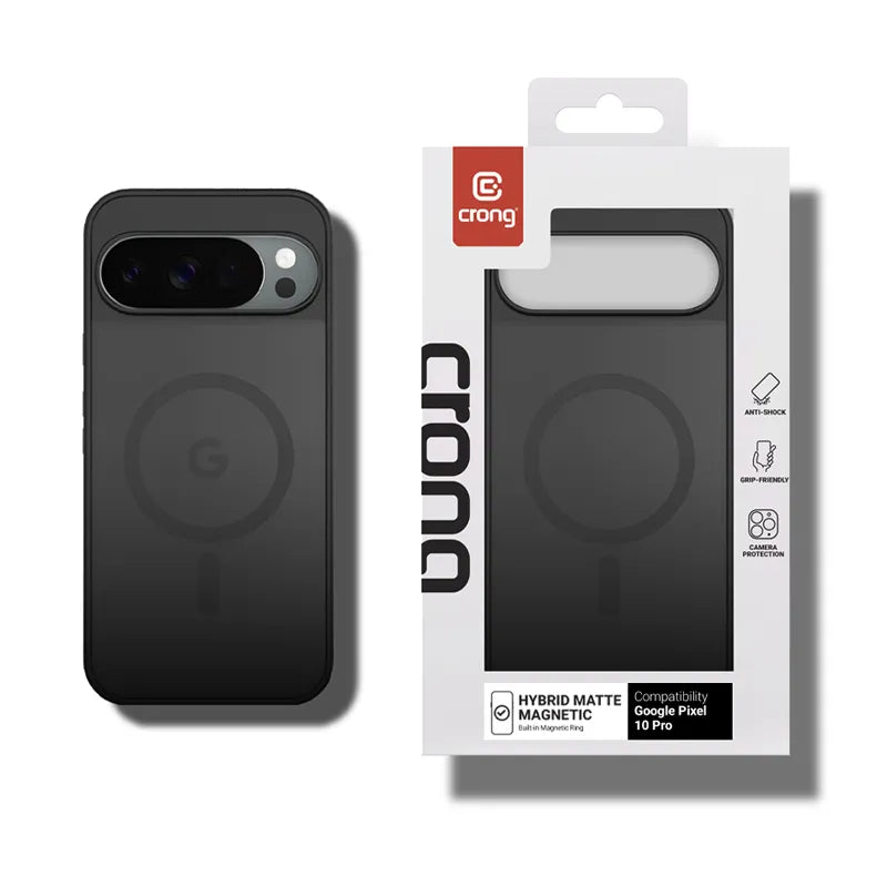 Crong Hybrid Matte Magnetic – MagSafe dėklas Google Pixel 10 Pro (juodas)