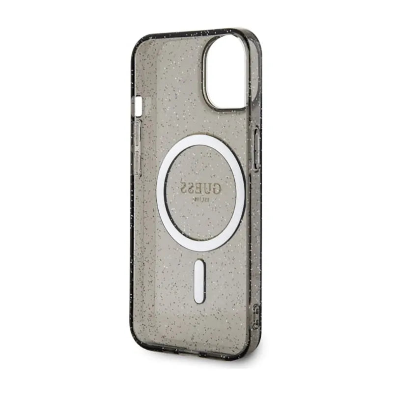 Guess Glitter Gold MagSafe - Dėklas iPhone 14 (Juodas)