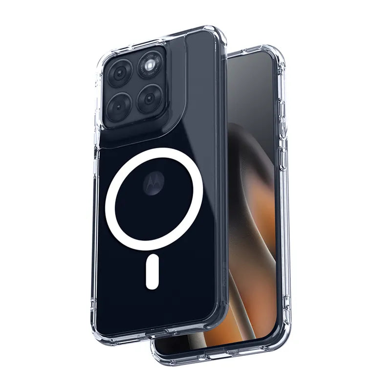Crong Hybrid Clear Magnetic – MagSafe dėklas, skirtas Motorola Edge 70 Fusion (skaidrus)