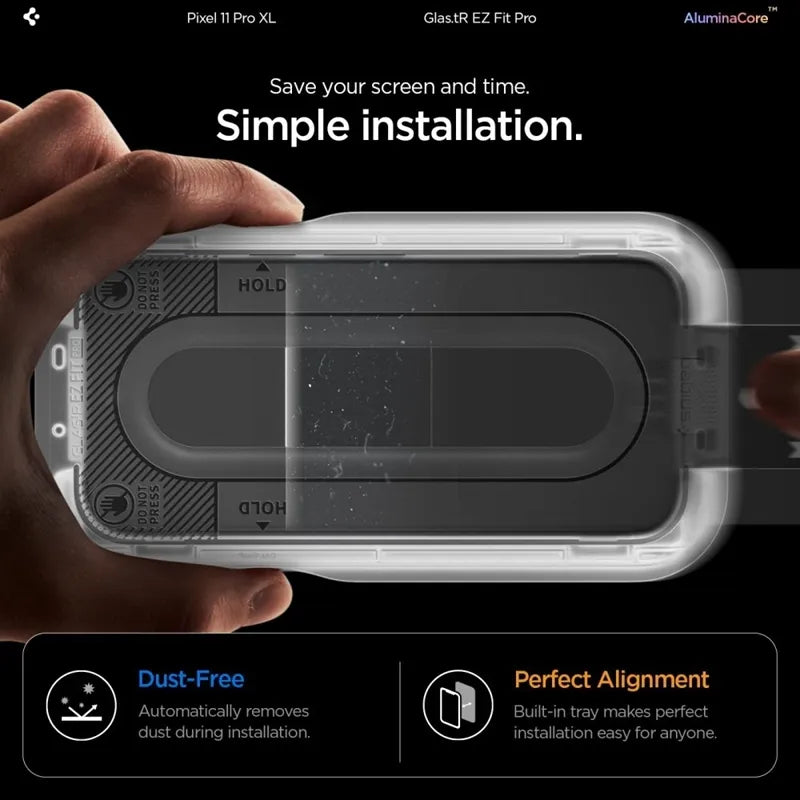 Spigen Glas.tR EZ Fit Pro AC 2-Pack – grūdintas stiklas, skirtas Google Pixel 11 Pro XL (2 vnt.)
